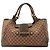 Gucci borsa a mano GG monogram monogrammata e pelle Marrone
