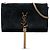 Borsa a tracolla Kate con nappa Monogram in scamosciato nero, misura Medium di Saint Laurent