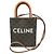 Céline Celine Borsa Tote Verticale Mini Triomphe in Tela Cerata Marrone Marrone scuro
