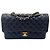 Borsa Chanel Classic Flap Media in Pelle Caviar Nera Nero