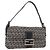 FENDI Zucchino Canvas Mamma Baguette Bolso de Hombro Navy Silver Auth 185146SAV Plata Azul marino
