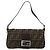 FENDI Zucca Canvas Mamma Baguette Shoulder Bag Black Brown Auth 184908SAM Marrone Nero - vista 13