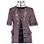 Vestido Chanel de tweed geométrico Gris Burdeos Azul oscuro