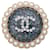 Spilla Chanel Coco Mark Glitter Bianco Blu D'oro