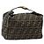 FENDI Zucca Canvas Vanity Hand Bag Black Brown Auth 185538 Marrone Nero