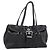 Bolso Tote PRADA de piel negro con detalles plateados Auth 187659V Plata