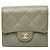 Timeless Chanel Coco Mark Tri-fold Wallet aus grauem Caviar-Leder Braun