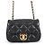 Borsa a tracolla Chanel in pelle di agnello nera Nero