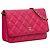 Wallet On Chain Portafoglio con catena in agnello classico rosa Chanel - vista 2