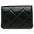 Clutch Chanel em couro de vitelo matelassê preto com strass e aba com corrente - vista 3