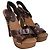 Sandali con platform Miu Miu in pelle marrone con stampa coccodrillo - vista 2