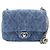 Timeless Borsa a Spalla Chanel Mini Matelasse COCO Mark Camellia Chain Blu