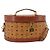MCM Vicetos Logogram Vanity Hand Bag PVC Leather 2way Brown Gold Auth SW2380A Golden
