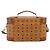 MCM Vicetos Logogram Vanity Hand Bag PVC Leather 2way Brown Gold Auth SW2380A Golden - view 3