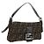 FENDI Zucca Canvas Mamma Baguette Shoulder Bag Black Brown Auth 185313M Marrone Nero