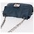 Bolso de Hombro con Cadena PRADA de Cuero Azul Plata Auth 186890V - vista 6