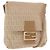 Bolso de hombro FENDI Zucchino Canvas Mamma Baguette Beige Oro Auth 186319A Dorado