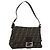FENDI Zucca Canvas Mamma Baguette Shoulder Bag Black Brown Auth 185971SAM Marrone Nero