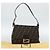 FENDI Zucca Canvas Mamma Baguette Shoulder Bag Black Brown Auth 185971SAM Marrone Nero - vista 12
