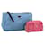 PRADA Pouch Nylon 2 Set Pink Blue Auth 185516 Rosa