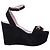 Gucci Black Suede Horsebit Platform Ankle Strap Wedges