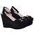 Gucci Black Suede Horsebit Platform Ankle Strap Wedges - view 2