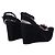 Gucci Black Suede Horsebit Platform Ankle Strap Wedges - view 3