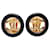 Orecchini tondi vintage Chanel Coco Mark Nero D'oro  - vista 2
