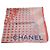 Foulard quadrato Chanel cotone pois Logo CC Rosa Blu Bianco - vista 7