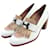 Hermès Hermes Elysee Leder Pumps Silber Weiß Beige