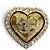 Broche Chanel L25K Coco Mark Heart Rhinestone Dourado