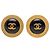 Orecchini Chanel Gold CC placcati oro ed smalto rotondo con clip D'oro