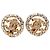 Orecchini Chanel Gold CC placcati oro con strass rotondi a clip D'oro