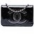 Wallet On Chain Portafoglio con catena Chanel Black CC in vernice decorato con strass Nero