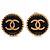Orecchini a clip rotondi Chanel Gold CC placcati in oro ed smalto