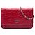 Wallet On Chain Portafoglio con catena Chanel in agnello goffrato Red CC con camelia Rosso