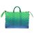 Tote Keepall in pelle Taurillon Illusion Louis Vuitton Blu Verde chiaro - vista 2