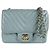 Borsa a tracolla in pelle Chanel in grigio e blu Marrone