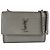 Borsa a tracolla Saint Laurent in pelle goffrata grigia Marrone