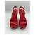 Louis Vuitton Sandali Zeppa in Pelle Rossa e Tweed Taglia 37 Bianco Rosso Blu navy - vista 5