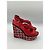 Louis Vuitton Sandali Zeppa in Pelle Rossa e Tweed Taglia 37 Bianco Rosso Blu navy - vista 6