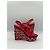 Louis Vuitton Sandali Zeppa in Pelle Rossa e Tweed Taglia 37 Bianco Rosso Blu navy - vista 9