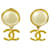 Chanel CC Logo Perlen-Clip-Ohrringe Golden  - Ansicht 1