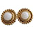 Orecchini a clip Chanel placcati oro cabochon bianco D'oro  - vista 1