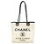 Chanel Deauville Raphia Chain Tote Bag Weiß Marineblau