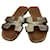 Hermès Oran Python Leder Sandalen Silber  - Ansicht 1