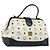 Borsa MCM Vicetos Logogram PVC Pelle White Gold Auth 187374 Bianco D'oro