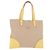PRADA Tote Bag Canvas Beige Silber Auth 187781A
