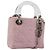 Bolsa Christian Dior Lady Dior Cannage em nylon com alça de plástico 2way Auth am11890A Prata Rosa
