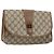 GUCCI GG Supreme Web Sherry Line Clutch Bag PVC Beige 89 01 030 Auth 187358